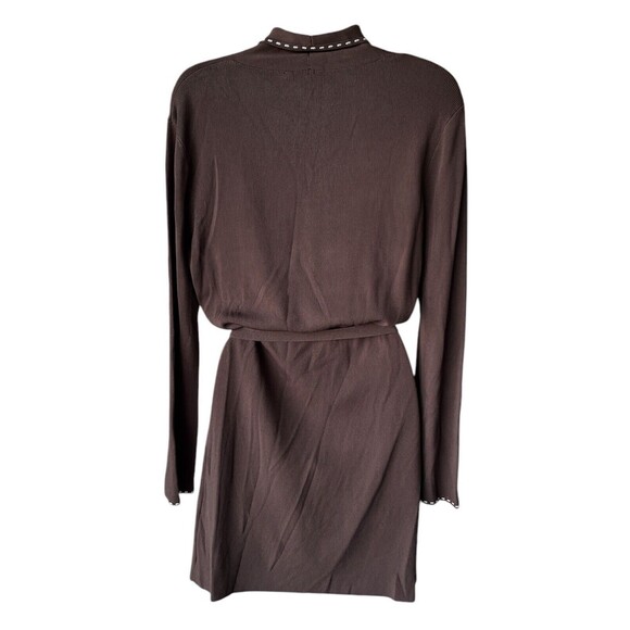 NWT Venini Long Sleeve Belted Long Cardigan Womens Size Small Brown‎ Button Down - Picture 2 of 13